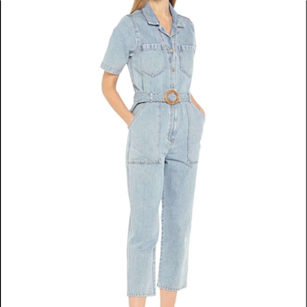 Nanushka Denim Cropped Boiler Jumpsuit